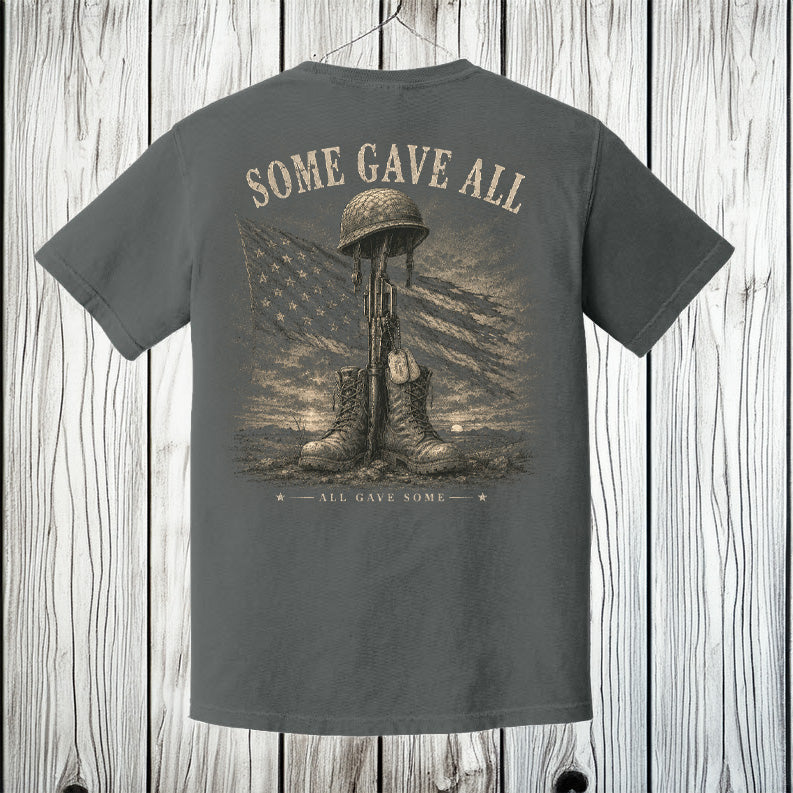 Some Gave All Comfort Colors Patriotic T-Shirt – Military Memorial Graphic Tee by Back Porch Apparel