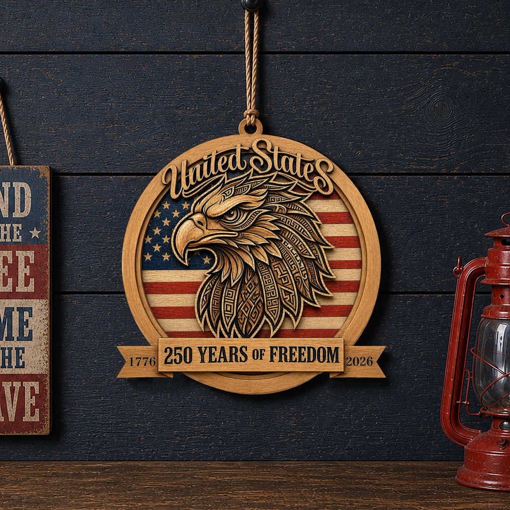 United States 250 Years of Freedom Eagle Wood Door Hanger