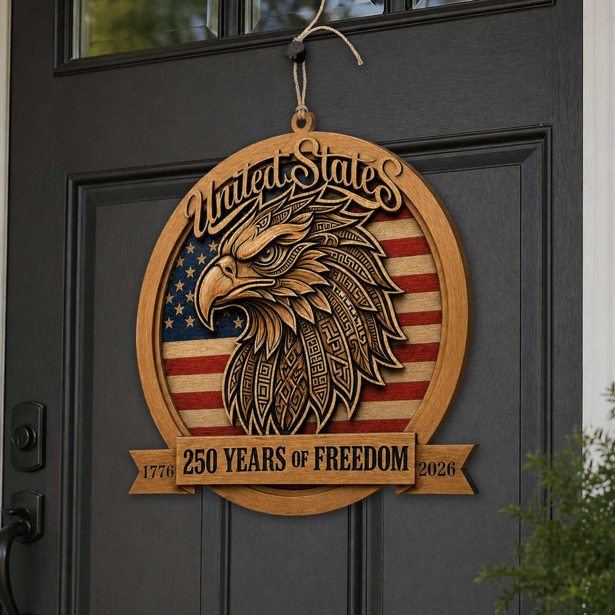 United States 250 Years of Freedom Eagle Wood Door Hanger