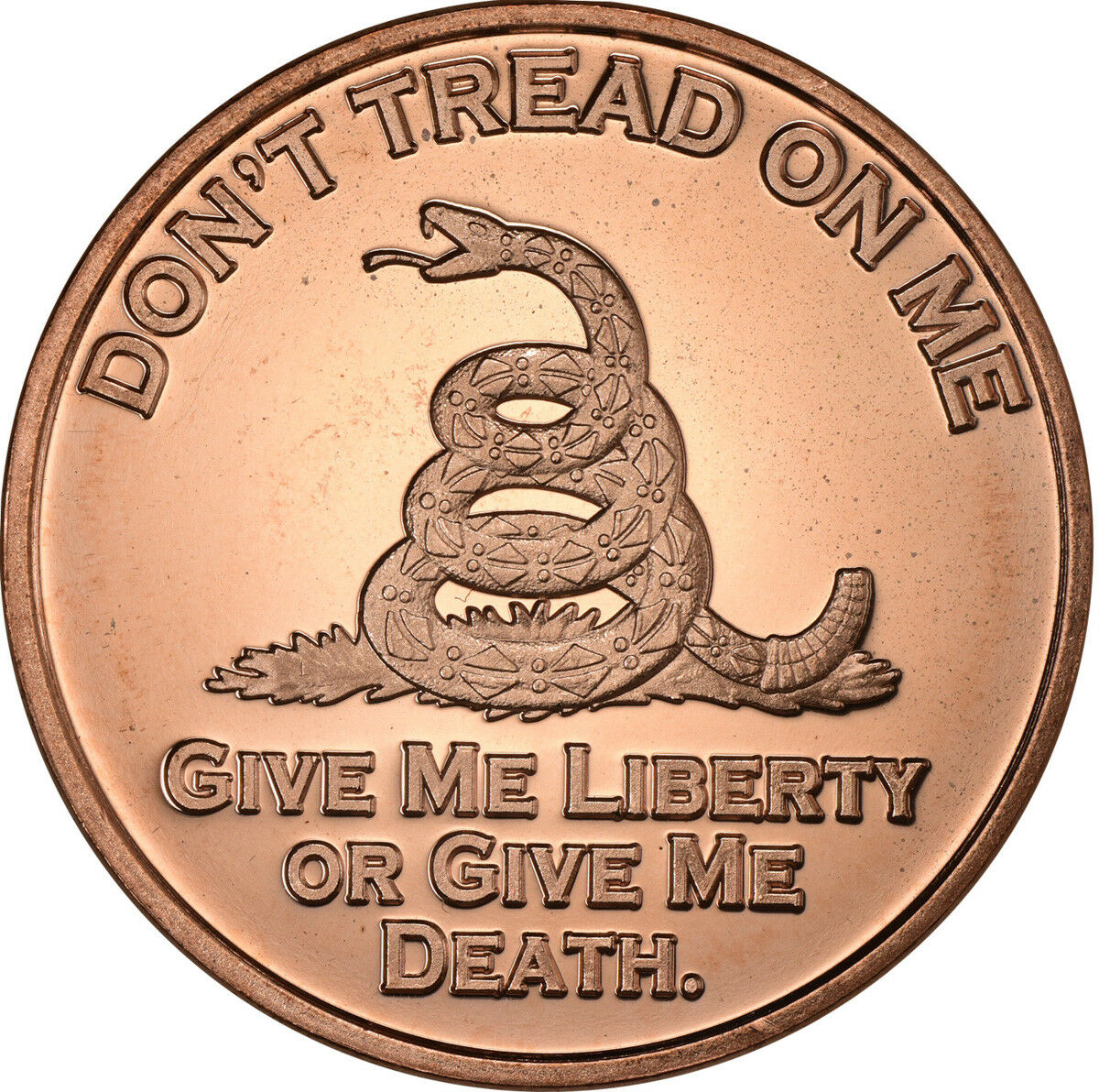 1 oz Copper Round - Don't Tread on Me Rattlesnake