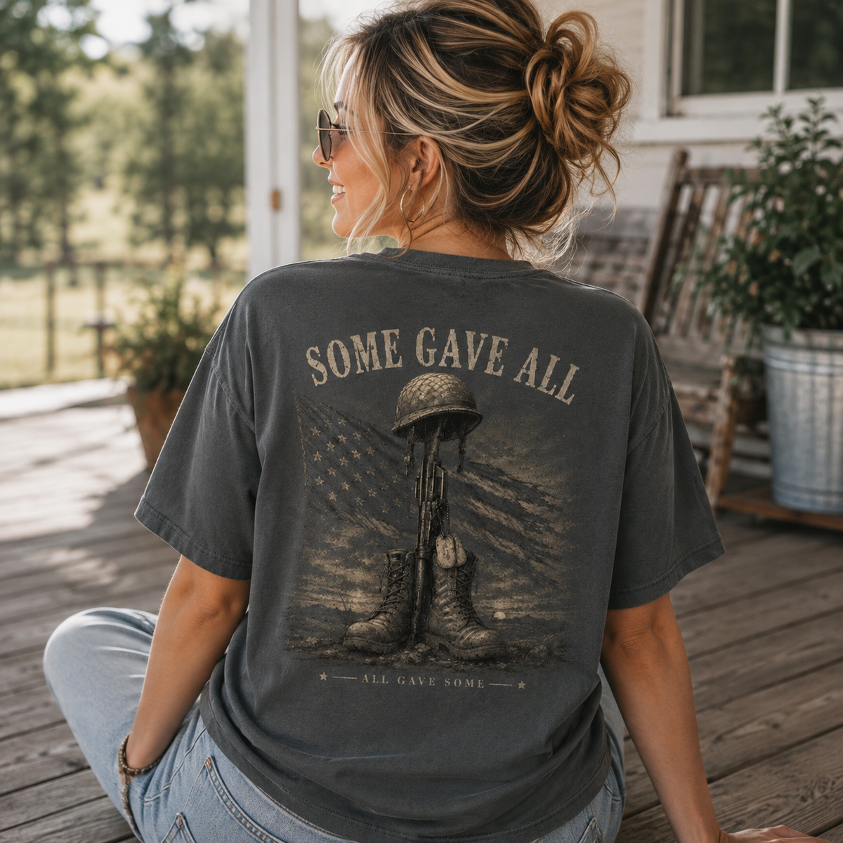 Some Gave All Comfort Colors Patriotic T-Shirt – Military Memorial Graphic Tee by Back Porch Apparel
