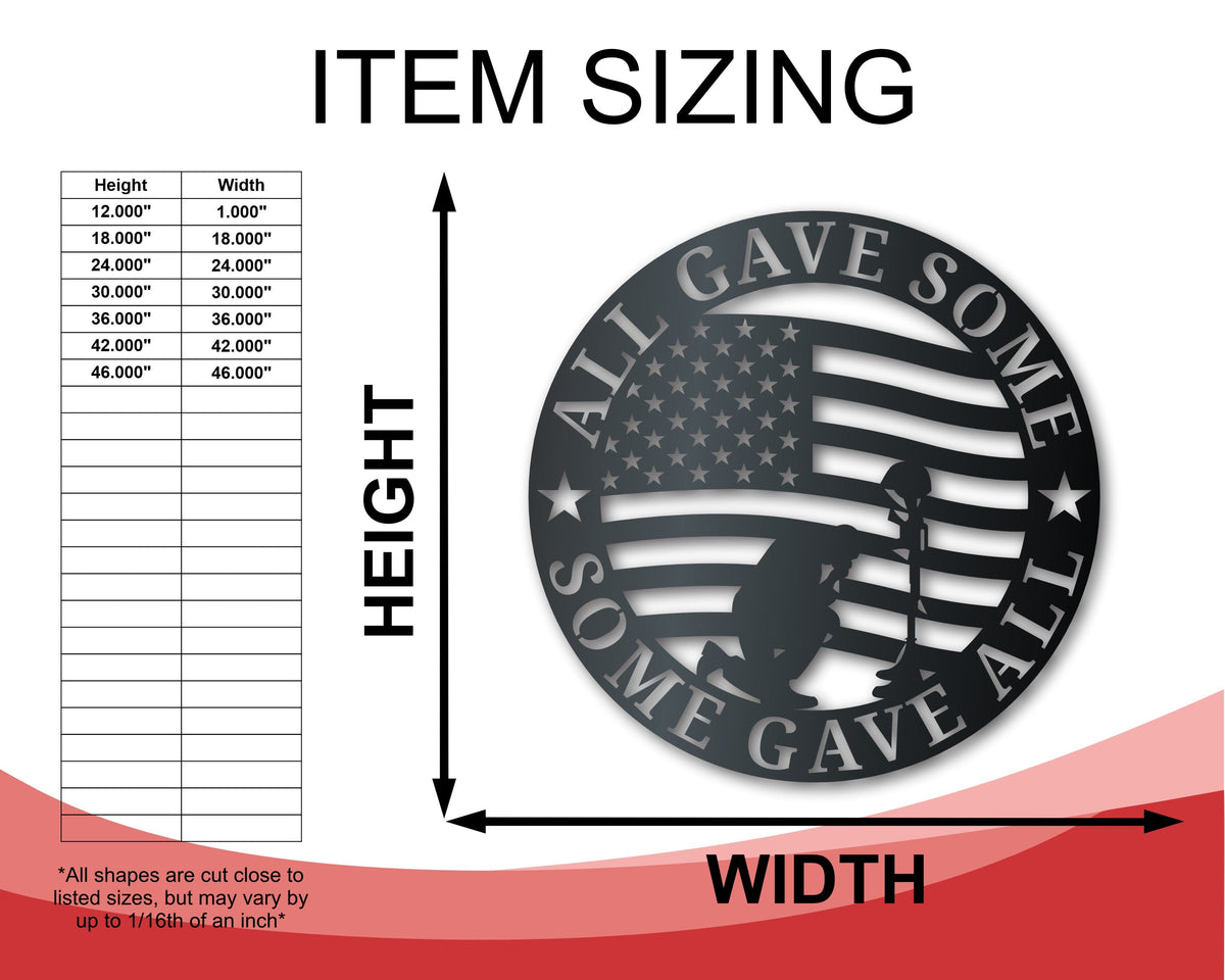 Veteran's Sacrifice Metal Wall Art - Indoor/Outdoor - Up to 36"